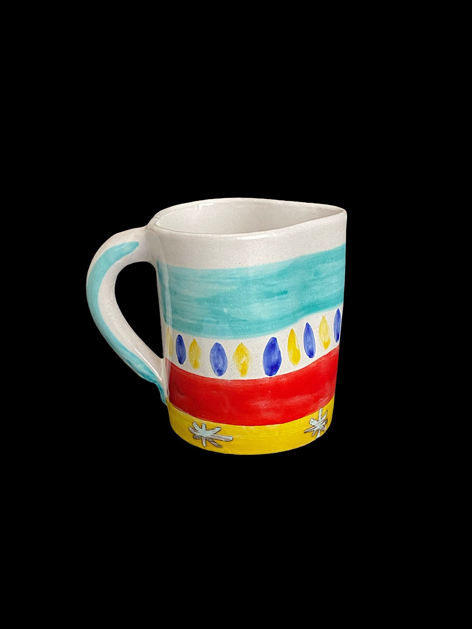 Retro Vintage Italian Designer Hand Painted Large 6" Tall Pottery Jug ...