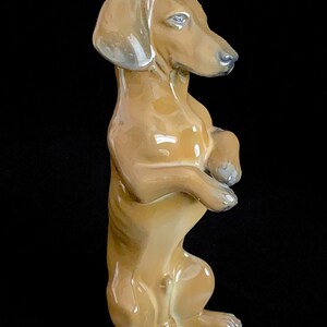 Vintage ROSENTHAL SELB Porcelain Germany Handgemalt DACHSHUND Dog Begging on 2 Hind Legs Figurine Sculpture image 2