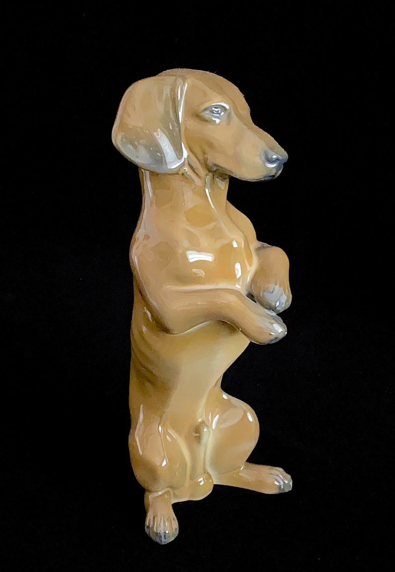 Vintage ROSENTHAL SELB Porcelain Germany Handgemalt DACHSHUND Dog Begging on 2 Hind Legs Figurine Sculpture image 2