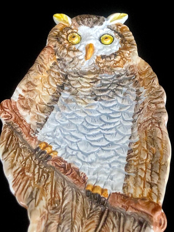 Vintage Mid Century Modern Italian Pottery OWL Dish Bowl Italy