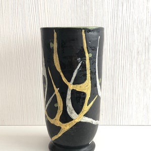 Vintage Mid Century Modern Hand Made Art Pottery Vase Livia Gorka Hungary Modernist Hungarian Ceramic 1950s image 2