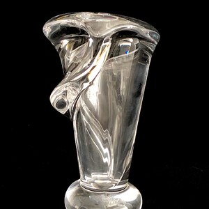 Vintage Modernist Fine French Art Glass Crystal Calla Lily Art Vannes Le Chatel Figural Floral Vase Sculpture France 1960s 1970s image 4