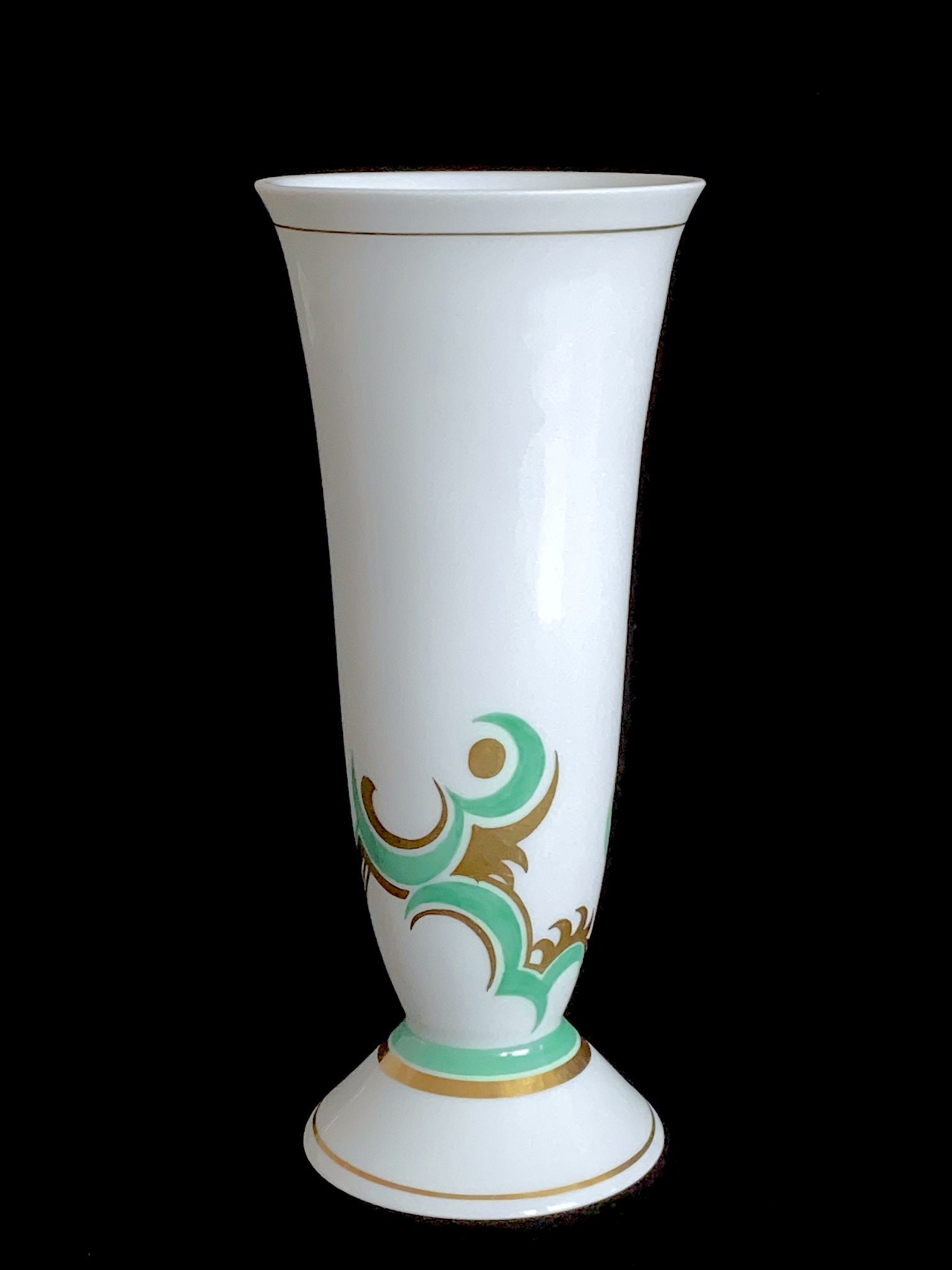 Vintage Rosenthal Vase With Modernist Designs in Green and Etsy