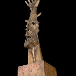 Vintage 1980 Modern Original Large 33.5 Tall Surrealist Art Bronze Sculpture by Artist Clyde Ball image 5