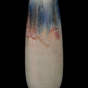 Vintage Mid Century Modern Italian Art Pottery Vase with Gray, Blue and Red Glazes 10 Tall Italy image 3