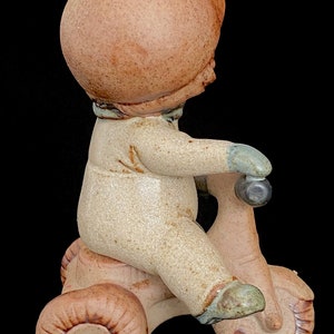 Vintage Modern 1970s Figural Boy riding a Tricycle Stoneware Pottery Ceramic Lisa Larson Style JAPAN UCTCI image 3