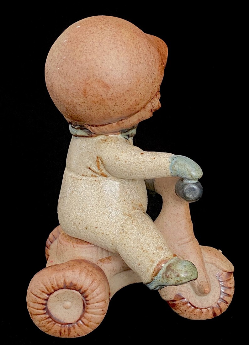 Vintage Modern 1970s Figural Boy riding a Tricycle Stoneware Pottery Ceramic Lisa Larson Style JAPAN UCTCI image 3