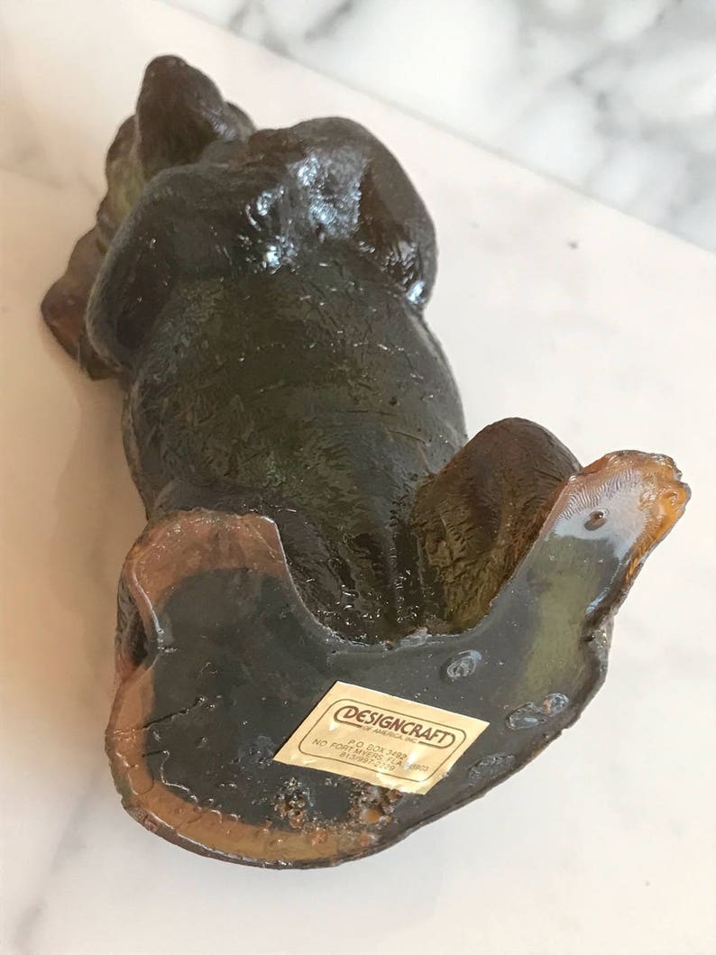 Vintage Modern Upright Dachshund Dog Acrylic Lucite Sculpture Figurine 6.75 with Translucent Amber /& Green Color Designcraft 1970s