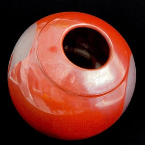 Large 12 Vintage Japanese Bulbous Ball Vessel Pottery Vase w Metallic Reddish Brown Glaze w Drip Glaze Accent Larry Laszlo for Mikasa 1980s image 6