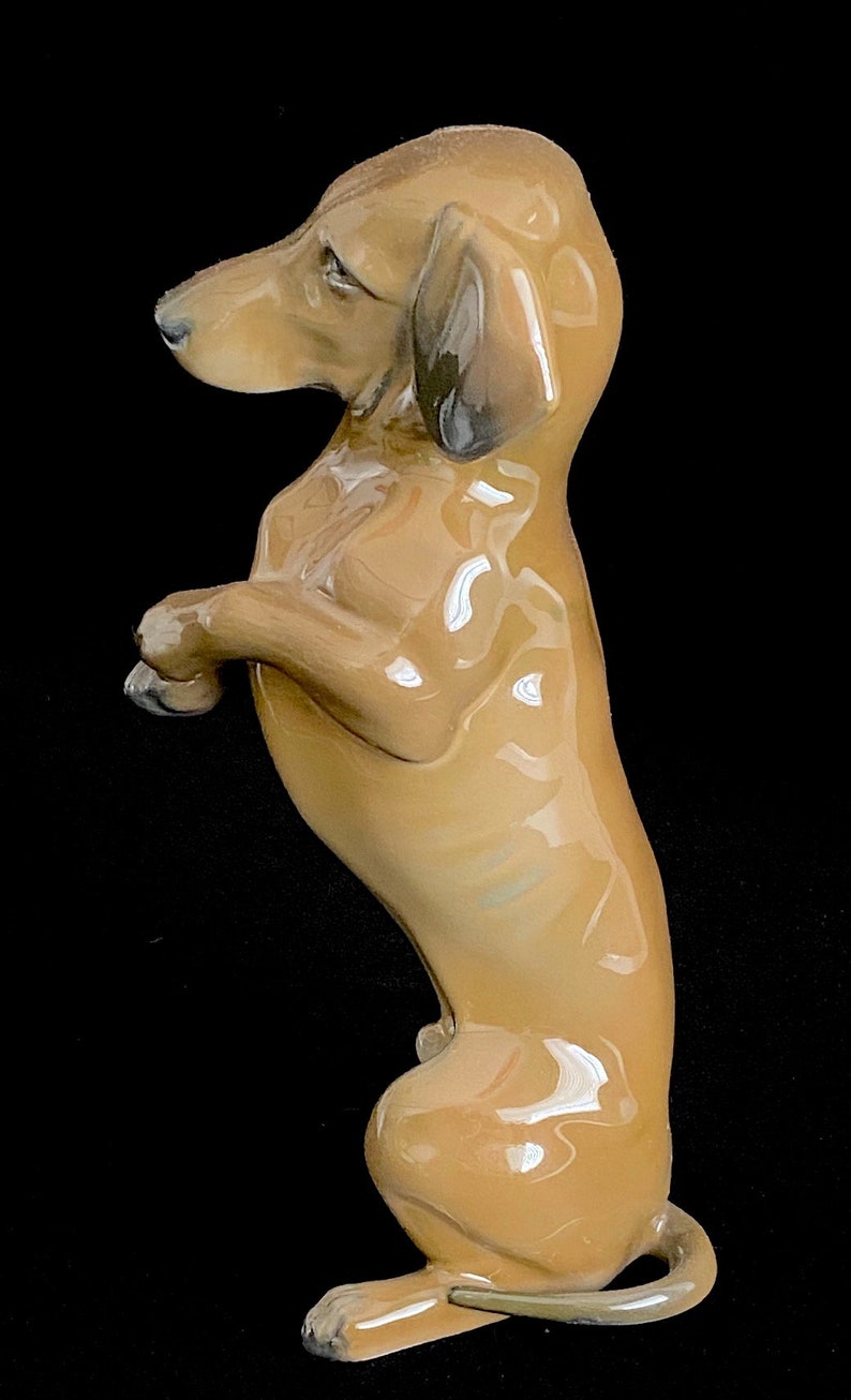 Vintage ROSENTHAL SELB Porcelain Germany Handgemalt DACHSHUND Dog Begging on 2 Hind Legs Figurine Sculpture image 5