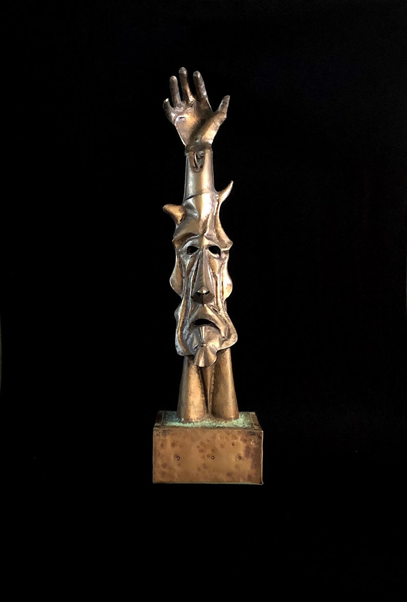 Vintage 1980 Modern Original Large 33.5 Tall Surrealist Art Bronze Sculpture by Artist Clyde Ball image 1