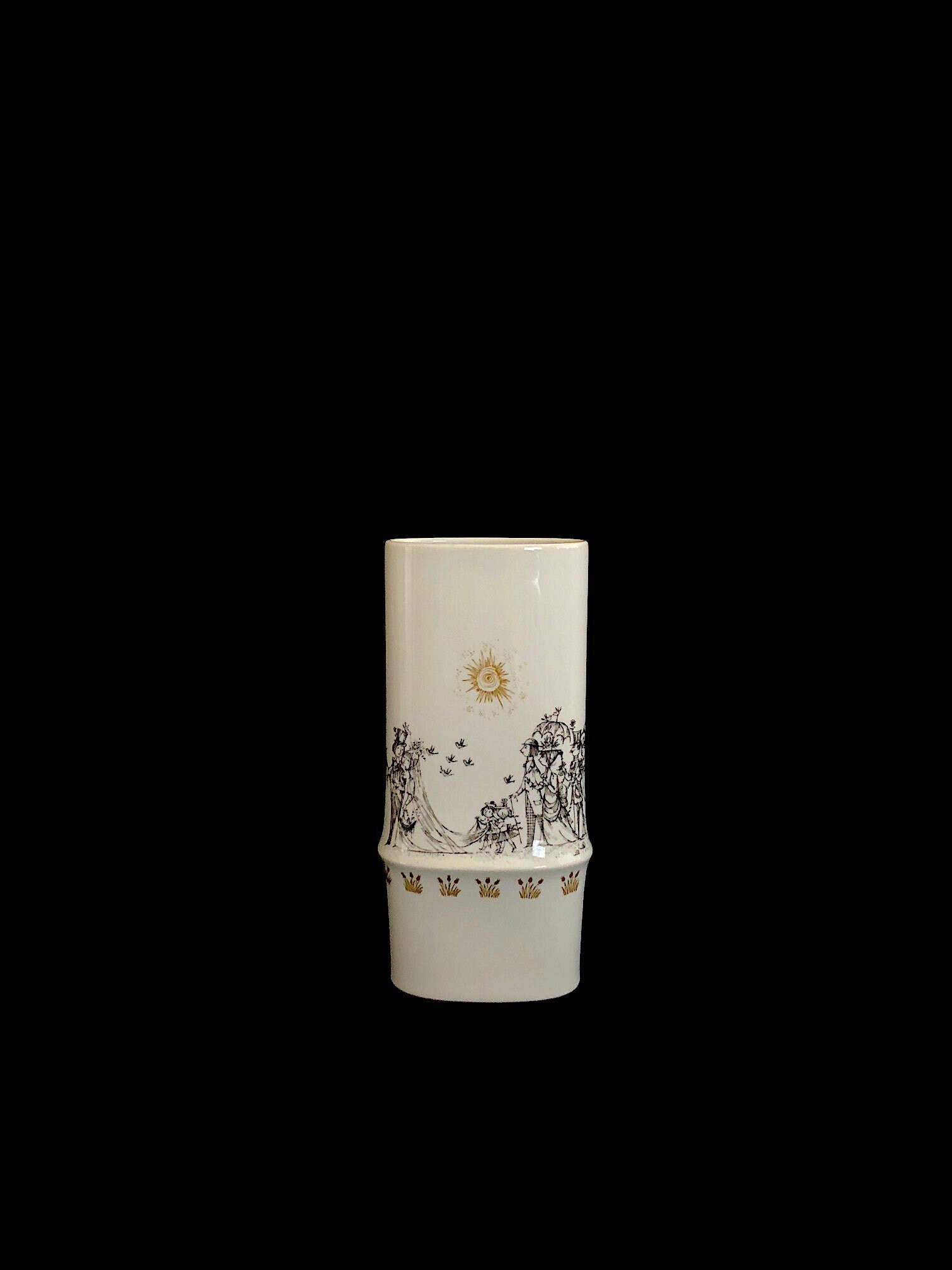 Vintage Mid Century Modern 1960S Rosenthal Studio Linie Tapio Wirkkala Raymond Peynet The Lovers Wedding March Procession Vase 11.5" Tall