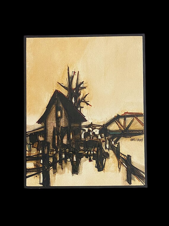 現代アートmixed media original レトロ Vintage Modern Collage Mixed Media Painting by James Groody - Etsy