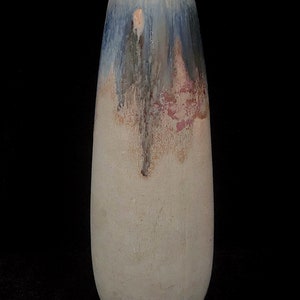 Vintage Mid Century Modern Italian Art Pottery Vase with Gray, Blue and Red Glazes 10 Tall Italy image 7