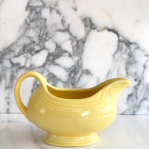 Vintage Mid Century Modern Fiesta Gravy Boat Soft Yellow Color Homer Laughlin Classic Pattern Dinnerware Retro Kitchenware image 4