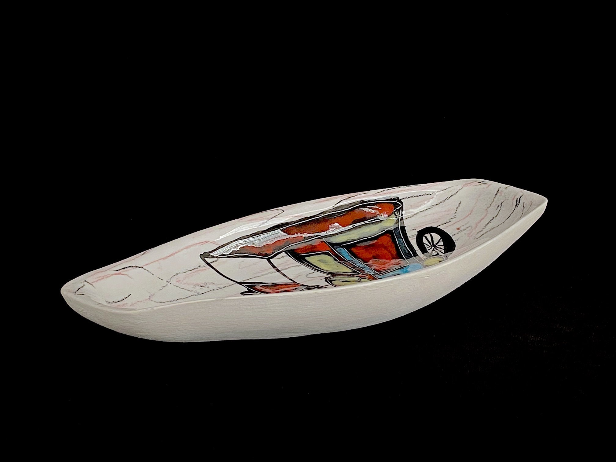 Vintage Mid Century Modern Italian Art Pottery Hand Painted Bowl Dish ...