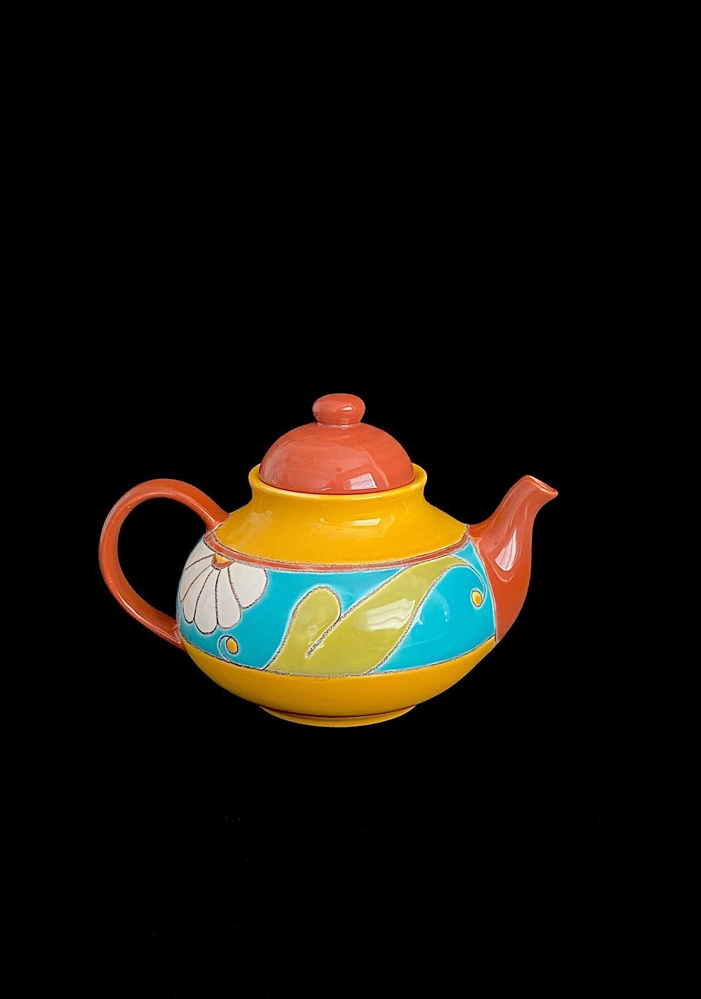 Vintage Modern Eduardo Vega Pottery of Cuenca Ecuador Teapot With