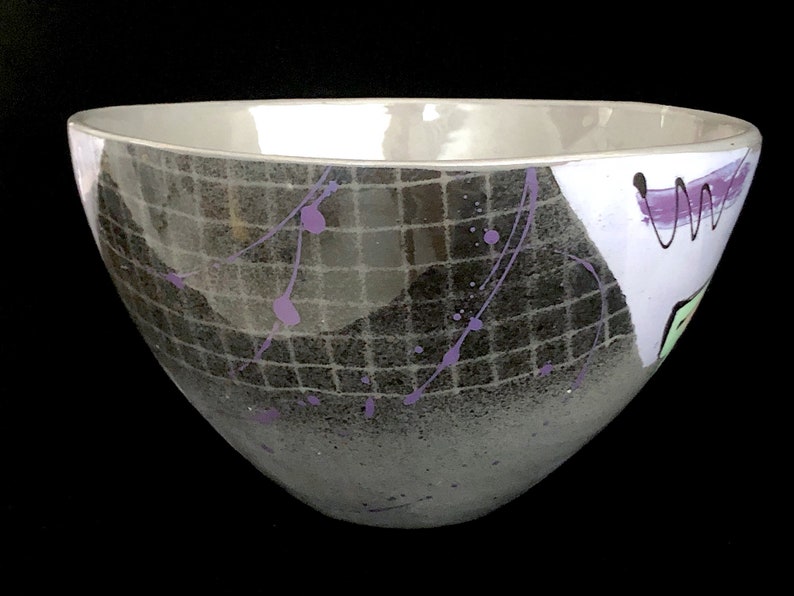 Vintage 1980s Modernist Ceramic Studio Art Pottery Bowl Vessel by Steve