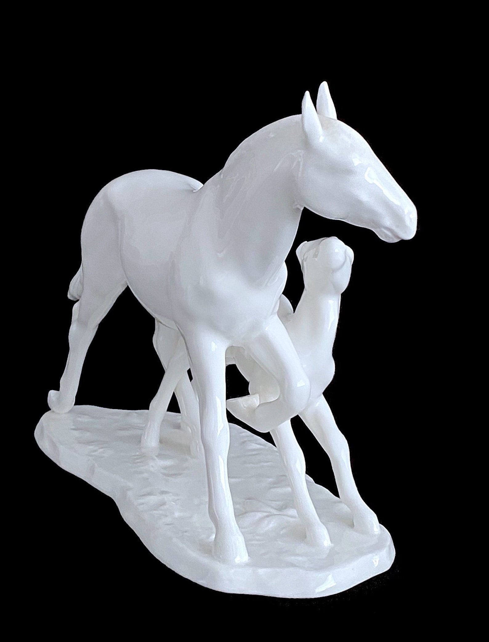 white porcelain horse statue