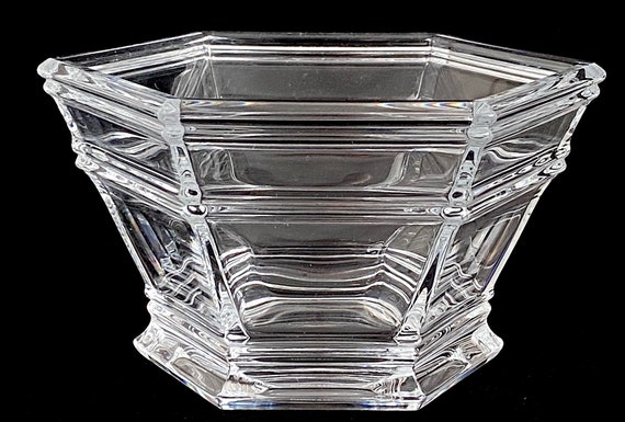 Vintage Fine Crystal Modernist Art Glass Faceted Hexagonal WINDHAM