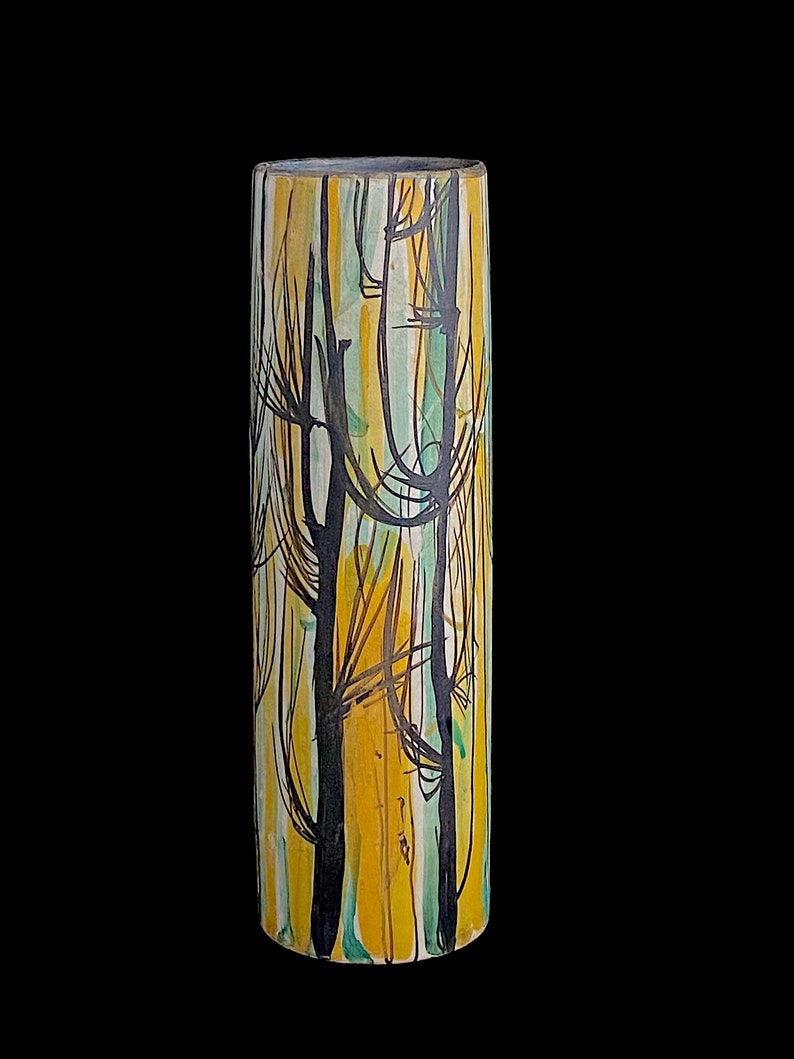 Vintage Mid Century Modern Italian Hand Painted 11" Tall Art Pottery ...