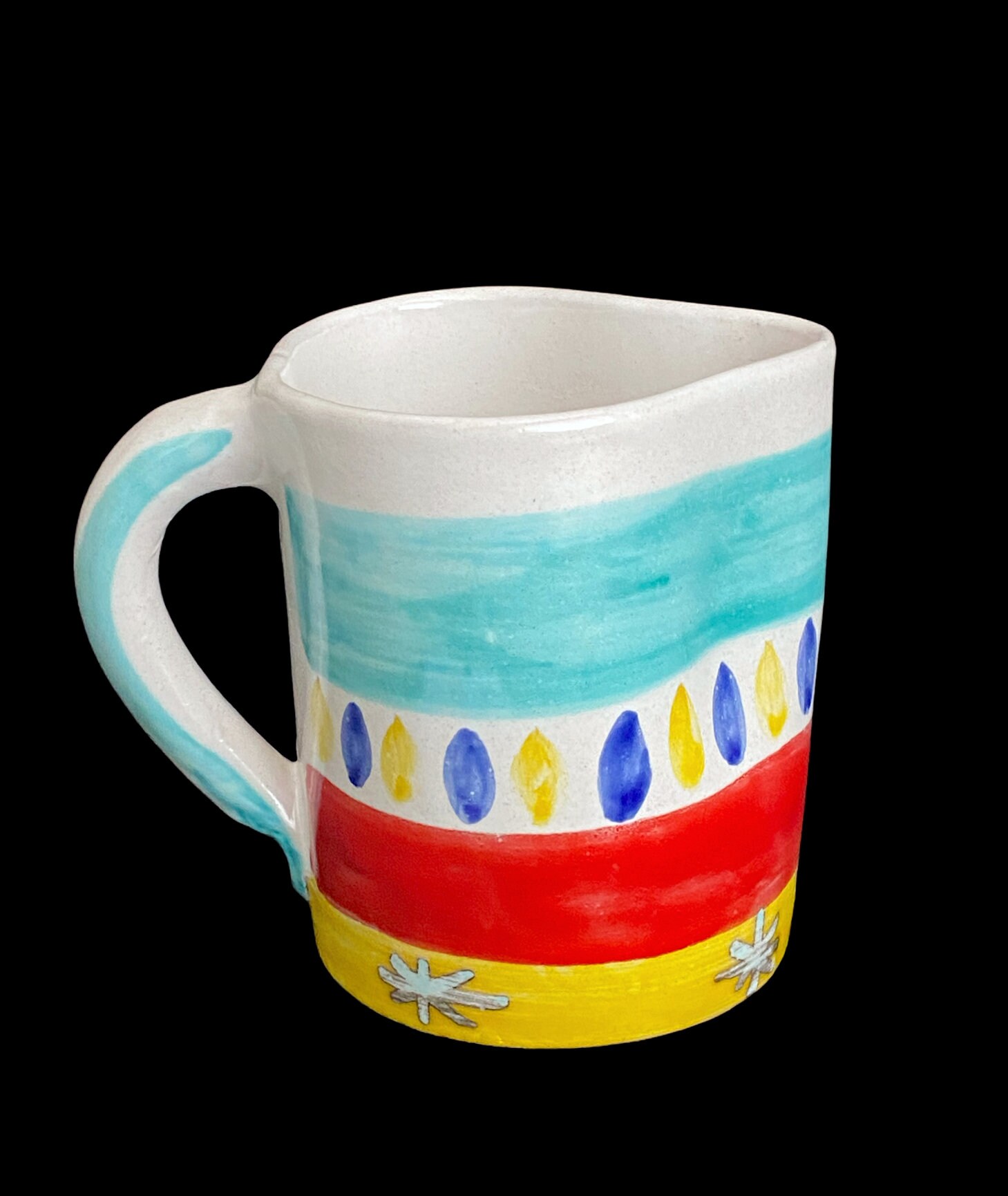 Retro Vintage Italian Designer Hand Painted Large 6" Tall Pottery Jug ...