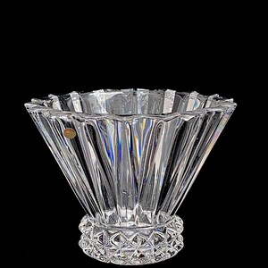 Vintage Modern Rosenthal Classic Germany 5.5 TALL X 7.5 Crystal BLOSSOM Art Glass Vase / Bowl with Modernist Optical Design German image 5