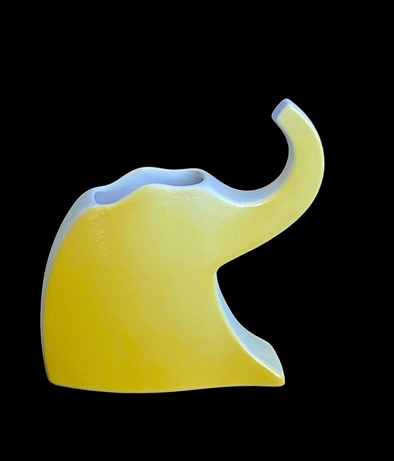 Vintage Modernist Rosenthal Studio Linie Whimsical Elephant Vase in YELLOW by Johan Van Loon Germany 1980s Post Modern image 2