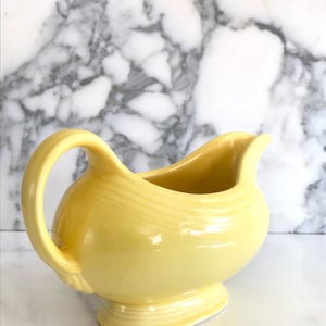 Vintage Mid Century Modern Fiesta Gravy Boat Soft Yellow Color Homer Laughlin Classic Pattern Dinnerware Retro Kitchenware image 5