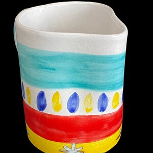 Retro Vintage Italian Designer Hand Painted Large 6" Tall Pottery Jug ...