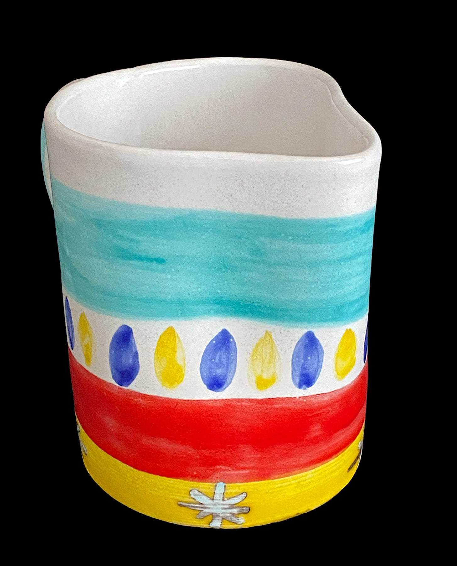 Retro Vintage Italian Designer Hand Painted Large 6" Tall Pottery Jug ...
