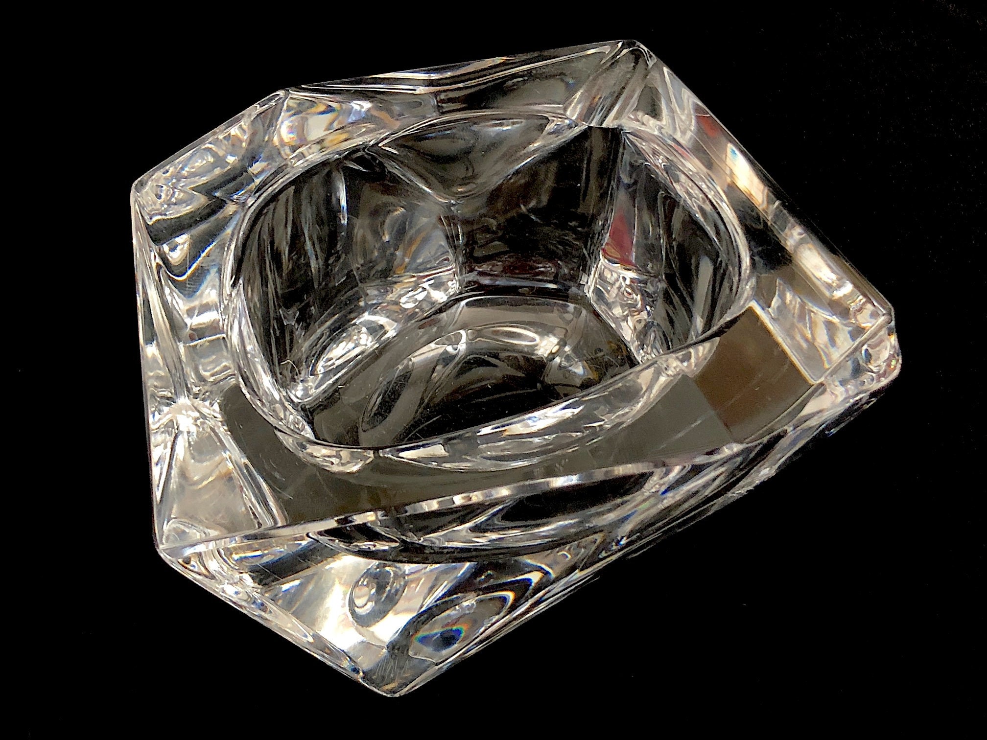 Fine Vintage Daum Crystal Faceted Art Glass Geometric Modernist