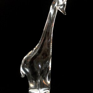 Vintage 1980s Eneryda of Sweden Scandinavian Hand Blown Art Glass Giraffe Sculpture Figure Figurine 10.25 Tall Abraham Strauss Label image 10