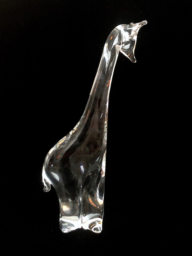 Vintage 1980s Eneryda of Sweden Scandinavian Hand Blown Art Glass Giraffe Sculpture Figure Figurine 10.25 Tall Abraham Strauss Label image 10