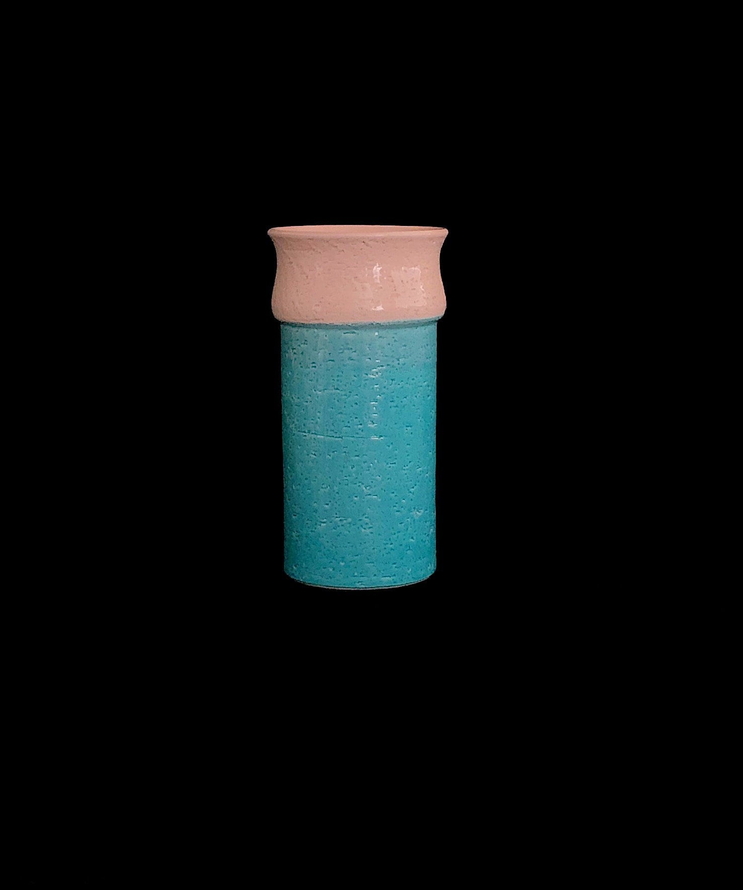 Vintage Mid Century Modern Large Italian 11 5/8" Pottery Vase Pink Grey Turquoise Glossy & Matte Nora Fenton Miami Vice Bitossi Italy