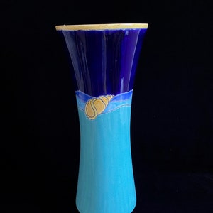 Vintage Modern Artesa 14 TALL Art Studio Pottery Eduardo Vega of Cuenca Ecuador Modernist Sea Theme CARIBE Vase w Shell and Starfish image 3