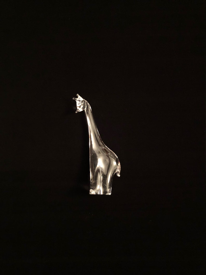 Vintage 1980s Eneryda of Sweden Scandinavian Hand Blown Art Glass Giraffe Sculpture Figure Figurine 10.25 Tall Abraham Strauss Label image 1