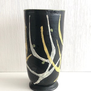 Vintage Mid Century Modern Hand Made Art Pottery Vase Livia Gorka Hungary Modernist Hungarian Ceramic 1950s image 3