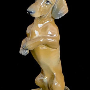 Vintage ROSENTHAL SELB Porcelain Germany Handgemalt DACHSHUND Dog Begging on 2 Hind Legs Figurine Sculpture image 6