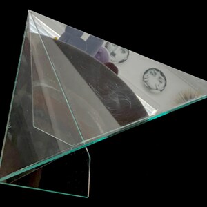 Vintage 1980s Post Modern Modernist Sculptural Art Glass Geometric Triangular Bowl Signed 1988 SIDE 3 LARGE 14 x 14 image 3