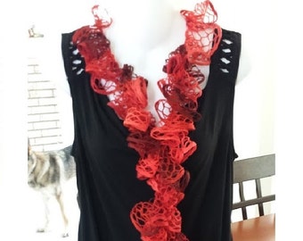 Red Scarves for Women, Ruffle Scarf, Sashay Scarf, Wrap Scarf, Sashay Ruffle Scarf, White Scarf, Fashion Scarves, Infinity Scarf, Neck Scarf