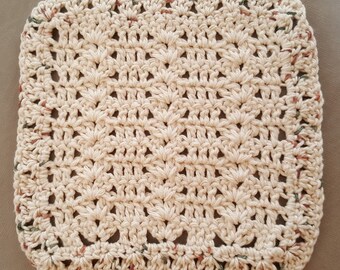 Cream Variegated Crochet Dishcloth, Crocheted Washcloths, Crocheted Dish cloths, 100% Cotton Dish Cloth, Hand Crocheted Dish Rags, Set of 2