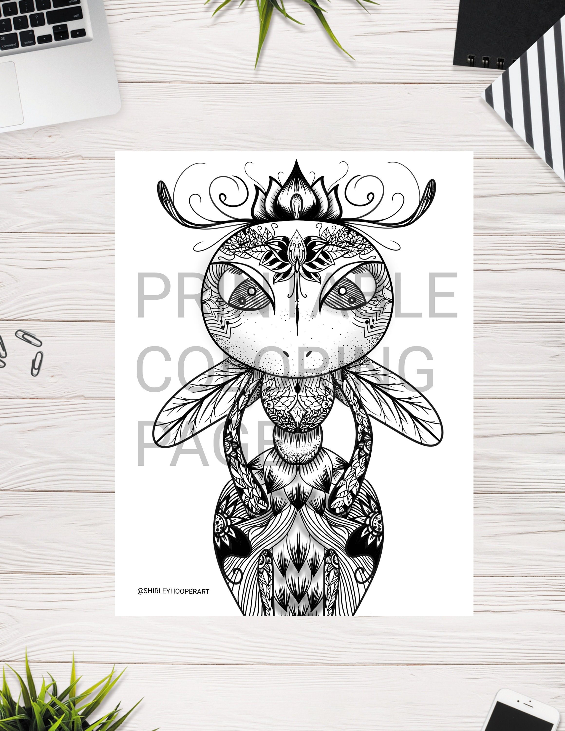 Ant coloring page, Adult coloring page, Queen coloring page, Printable