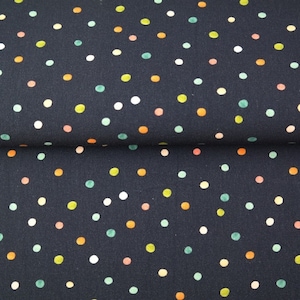 Jersey cotton coloured dots Design in Dark Blue