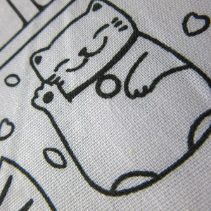 Katoen Zwart Wit met Japans Doodle Design afbeelding 3