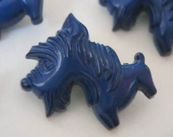 Ten Vintage Buttons Plastic Dog Blue