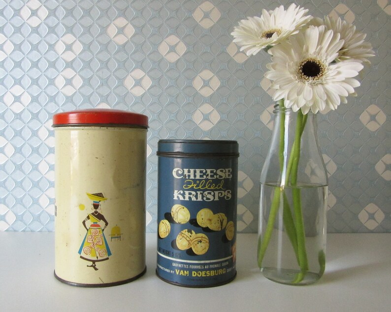 Vintage MidCentury Tin Plate Containers or Canisters One by Etsy