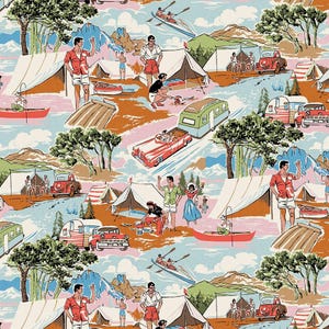 Cotton Retro Road Trip vintage road Michael Miller Pink