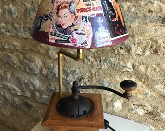 Vintage French Coffee Grinder lamp