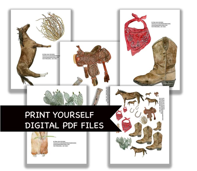 Western Printable Card Kit Printable Western Themed Watercolor Clipart western-printable-card-kit-printable-western-themed-watercolor-clipart